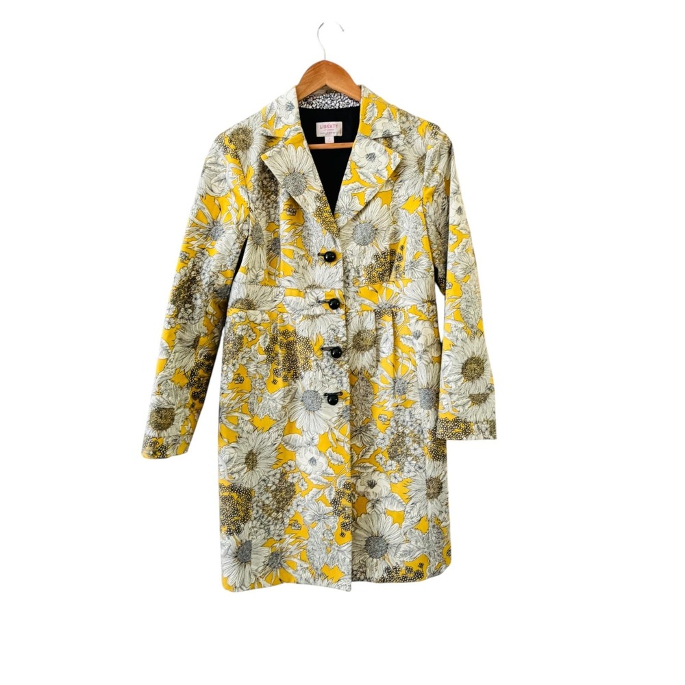 Liberty Of London x Target Floral Trench Coat Womens S Yellow Mod Preppy Euro